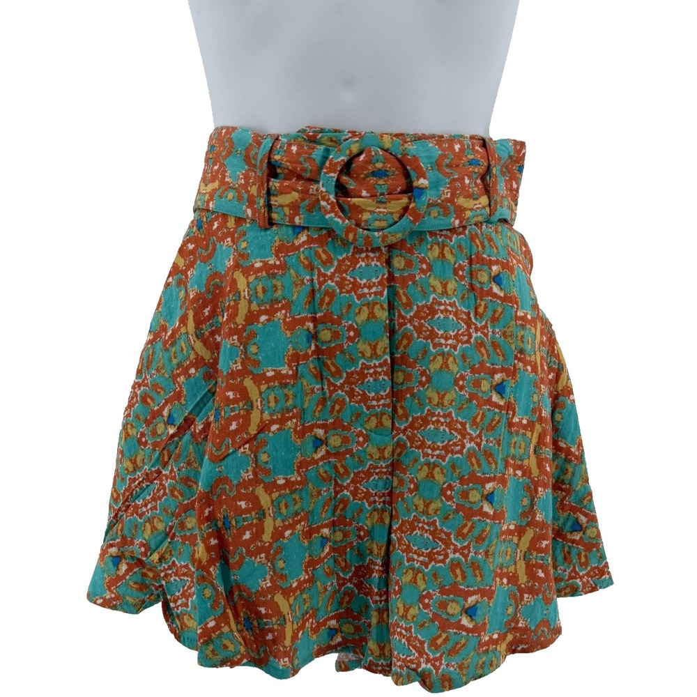 Moon River Anthropologie High Waist Belted Boho Shorts Abstract Print Small